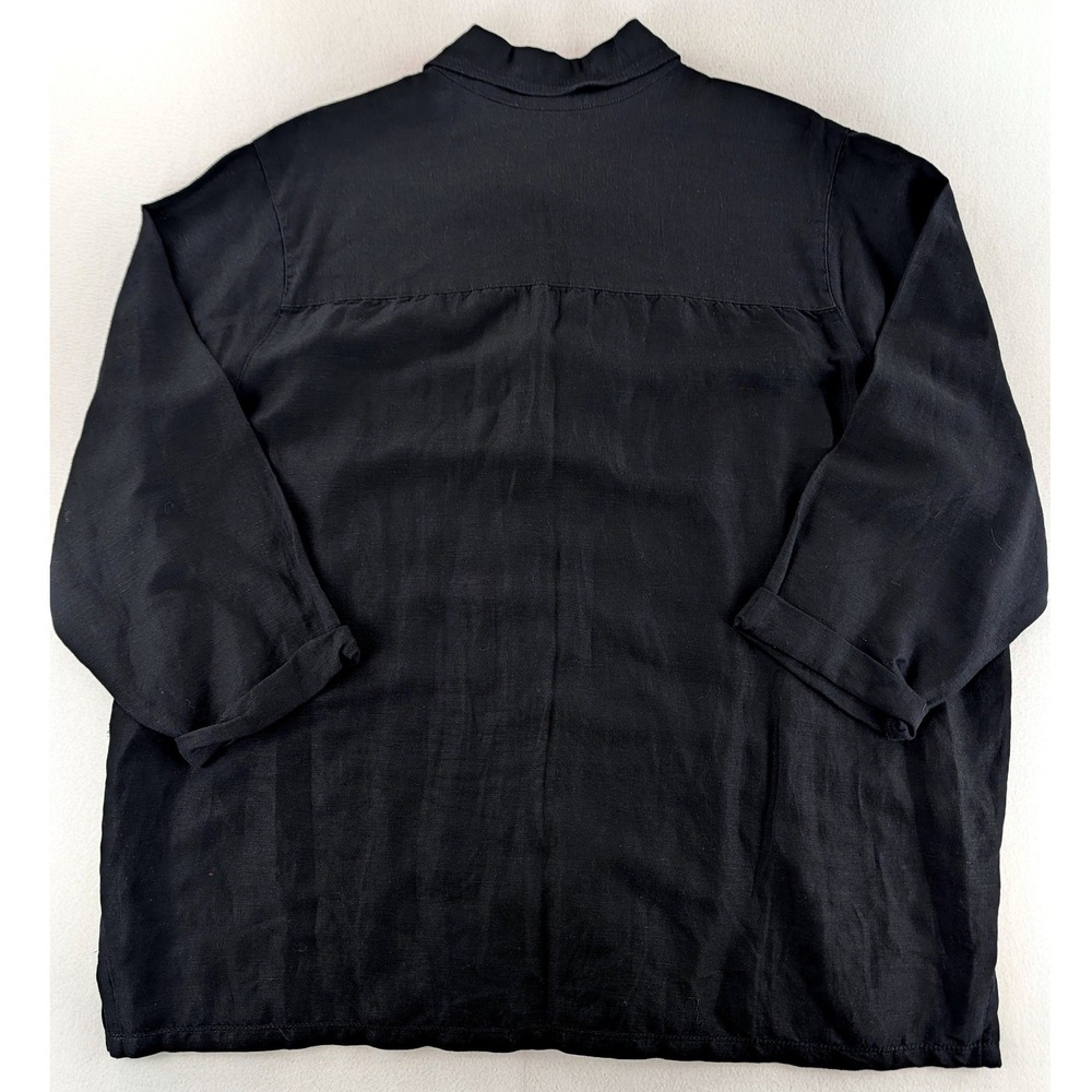 Vintage Style & Co Woman 20W Black Linen Rayon 3/4 Sleeve Shirt Hong Kong - Picture 2 of 7
